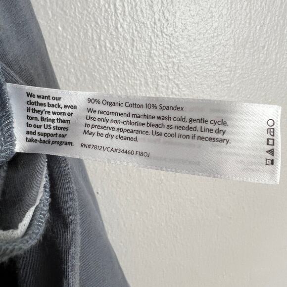 Eileen Fisher Hooded Cardigan Women Size L Organic Cotton Open Front Boho Blue - Picture 10 of 10